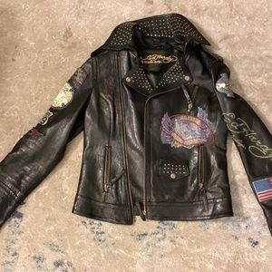 Leather biker jacket